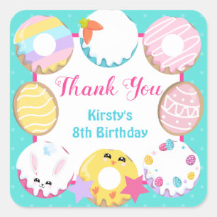 Adesivo Quadrado Páscoa Cookies Rosquinha e Sweets Party