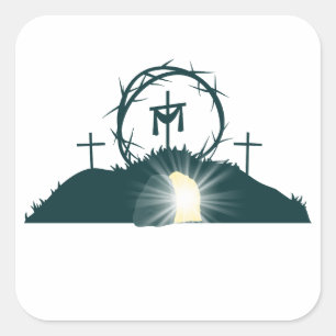 Adesivo Quadrado Páscoa de Páscoa Cristã Inspiradora Jesus