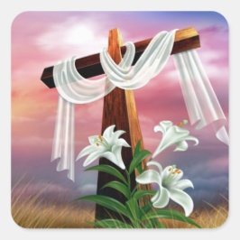 Adesivo Quadrado Páscoa e Palm domingos cruzamentos e cenas