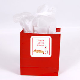 Adesivo Quadrado Páscoa Grega Feliz Por Aquarela Com Pão De Tsourek