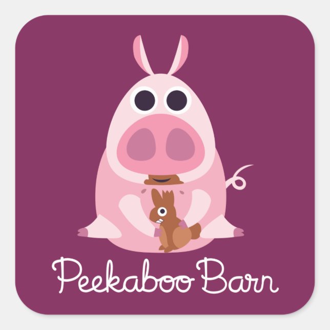 Adesivo Quadrado Páscoa Peekaboo Barn | Leary the Pig (Frente)