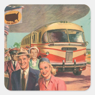 Adesivo Quadrado Passageiros Antigos de Férias na Rodoviária