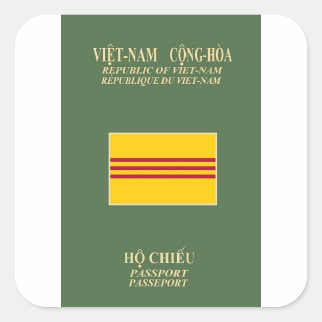 Adesivo Quadrado Passaporte vietnamita - Bandeira do Vietname do Su (Frente)
