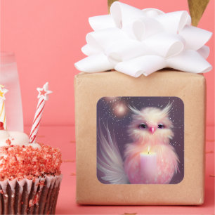 Adesivo Quadrado Pássaro Bebê Rosa Fluffy