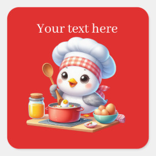 Adesivo Quadrado Pássaro cozinhar bonito personalizável