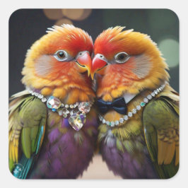 Adesivo Quadrado Pássaro do amor