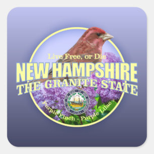 Adesivo Quadrado Pássaro & flor de estado de New Hampshire