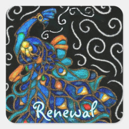 Adesivo Quadrado Pássaro Pêssego Pêssego Quimico Personalizado