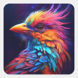 Adesivo Quadrado Pássaro Tropical Colorido