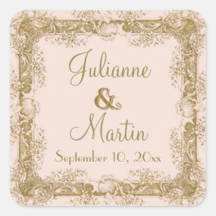 Adesivo Quadrado Pássaros Adoráveis Fazendo Selos De Casamentos vin