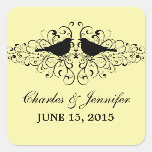 Adesivo Quadrado Pássaros Amarelos Pavimentos Pavimentos de Casamen