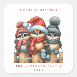 Adesivo Quadrado Pássaros de Natal