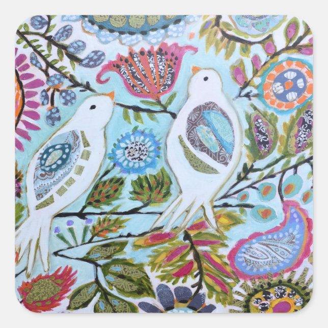 Adesivo Quadrado Pássaros de Papel I (Frente)