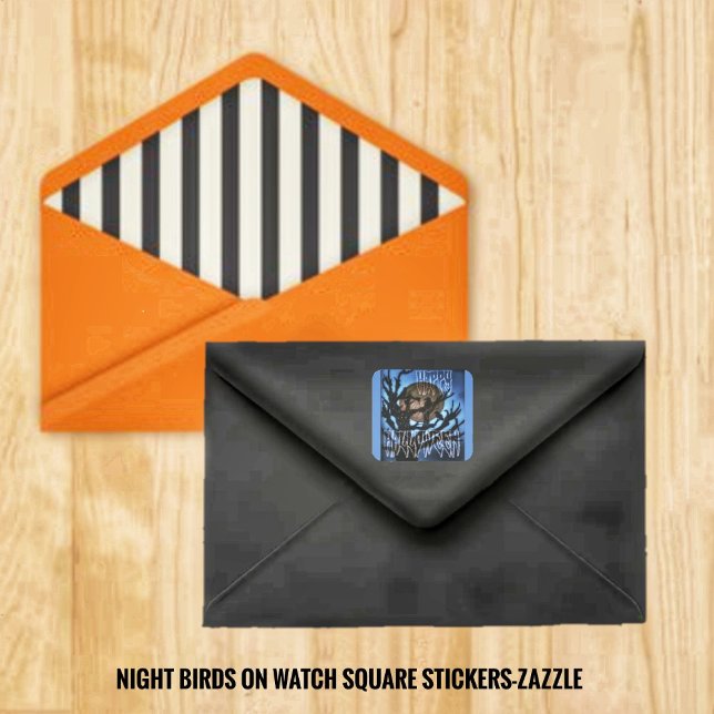 Adesivo Quadrado Pássaros Noturnos Em Observação (Criador carregado)