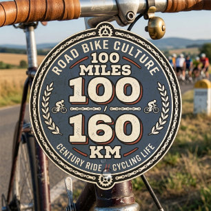 Adesivo Quadrado Passeio de Ciclismo do Século 100 Milhas 160 KM