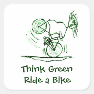 Adesivo Quadrado Passeio do pense verde uma bicicleta