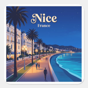 Adesivo Quadrado Passeio dos Ingleses à Noite Nice França