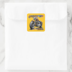 Adesivo Quadrado Passeio dos Sonhos de Aventura – Motocicleta Chopp