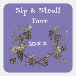Adesivo Quadrado Passeio pela Vinha, Evento de Sip & Stroll