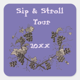 Adesivo Quadrado Passeio pela Vinha, Evento de Sip & Stroll