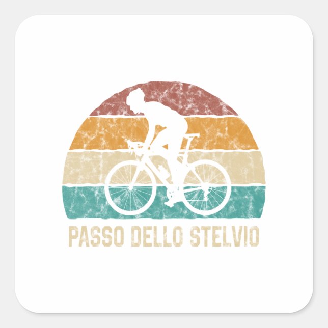 Adesivo Quadrado Passo Dello Stelvio Cycling Climb Sticker Retro (Frente)