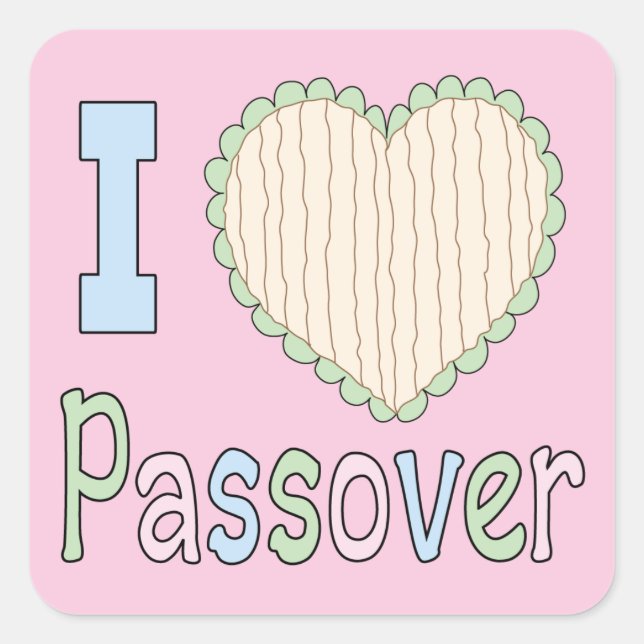 Adesivo Quadrado Passover Sticker Square "I Love Passover" (Frente)