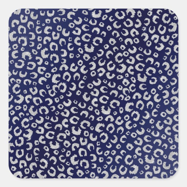 Adesivo Quadrado Pasta Azul Clássica Luminter Leopard Impressão Ani (Frente)