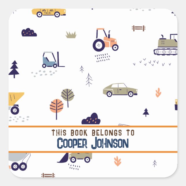 Adesivo Quadrado Pasta azul pastel e chapa de identificação de carr (Frente)