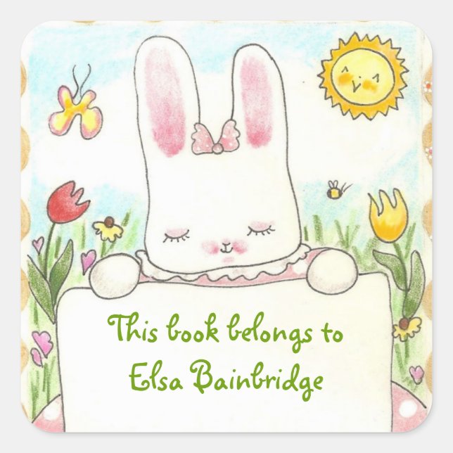 Adesivo Quadrado Pasta de brochura rosa (Frente)