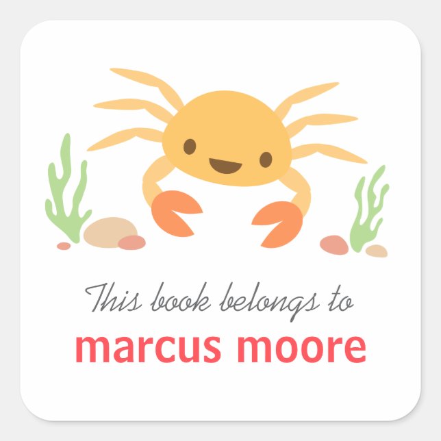 Adesivo Quadrado Pasta de cadernos de cartografia de caranguejo-kaw (Frente)