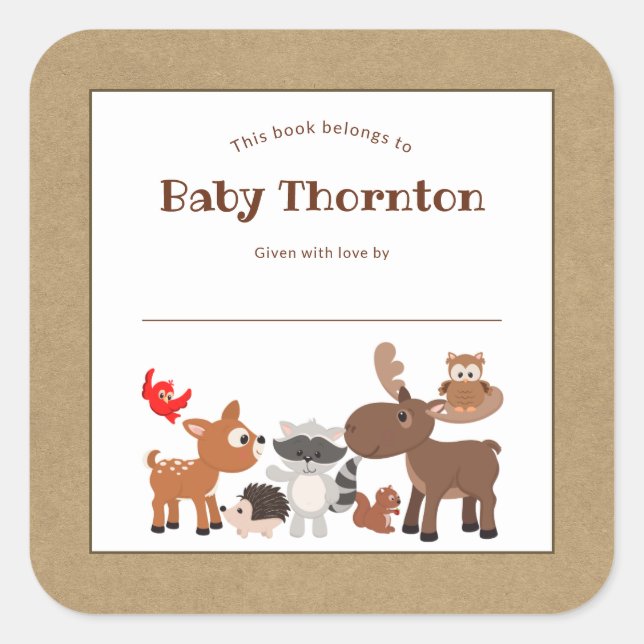 Adesivo Quadrado Pasta de livros para crianças personalizadas, anim (Frente)