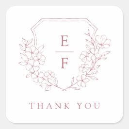 Adesivo Quadrado Pasta de Monograma de Cerejeira Rosa Simples