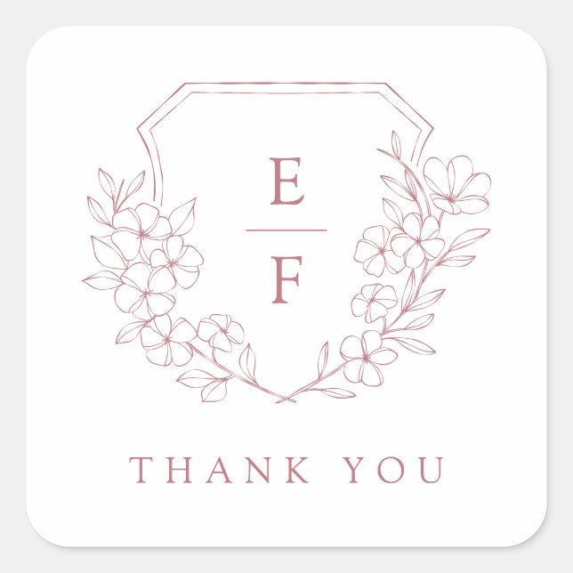 Adesivo Quadrado Pasta de Monograma de Cerejeira Rosa Simples (Frente)