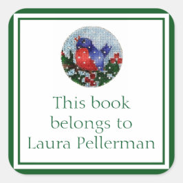 Adesivo Quadrado Pasta de pássaros azuis