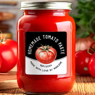 Adesivo Quadrado Pasta de tomate caseira editável com tomate vermel