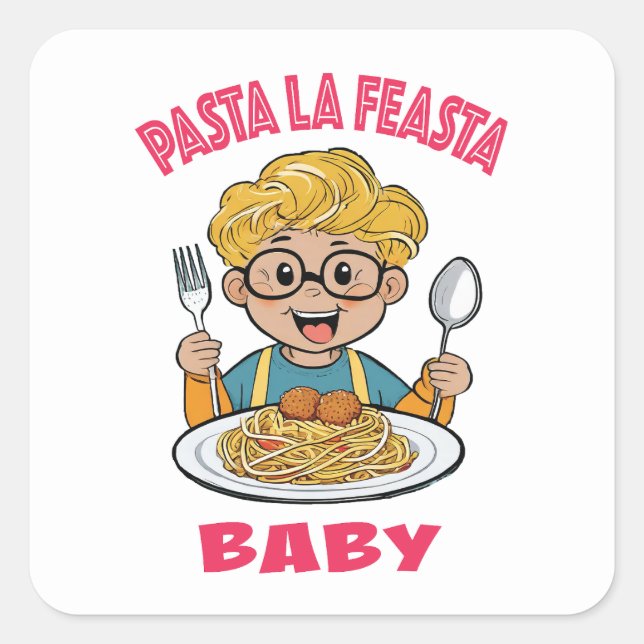 Adesivo Quadrado Pasta La Feasta Baby (Frente)