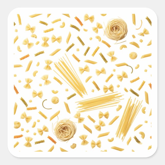 Adesivo Quadrado Pasta Varieties Seamless Pattern Sticker (Frente)