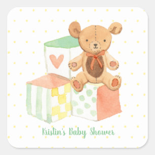 Adesivo Quadrado Pastel Baby Blocks e Teddy Bear