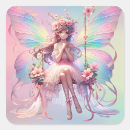 Adesivo Quadrado Pastel Ballerina Fairy Princess Girls