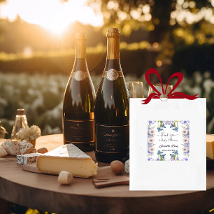 Adesivo Quadrado Pastel Blue Buds Purple Flowers Chá de fraldas Flo