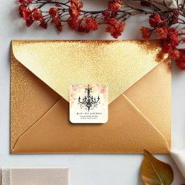 Adesivo Quadrado Pastel Colors Chic Floral Vintage Chandelier