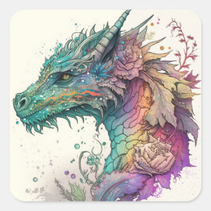 Adesivo Quadrado Pastel Dragon
