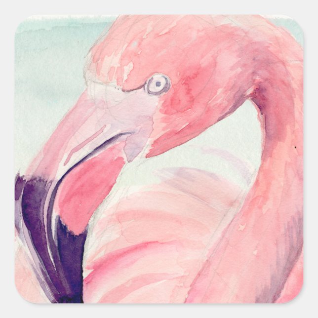 Adesivo Quadrado Pastel Flamingo (Frente)