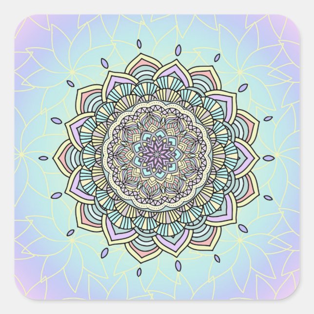 Adesivo Quadrado Pastel Glow Mandala ID359 (Frente)