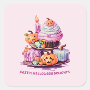 Adesivo Quadrado Pastel Halloween Delights