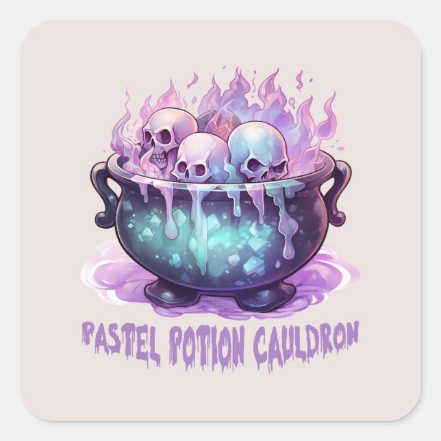 Adesivo Quadrado Pastel Potion Cauldron (Frente)