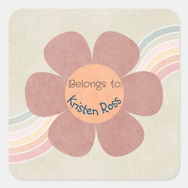 Adesivo Quadrado Pastel Retro Daisies & Rainbows pertence à Sticker (Frente)