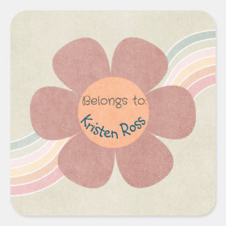 Adesivo Quadrado Pastel Retro Daisies & Rainbows pertence ao Sticke