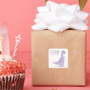 Adesivo Quadrado Pastel Roxo Dinossauros Raios