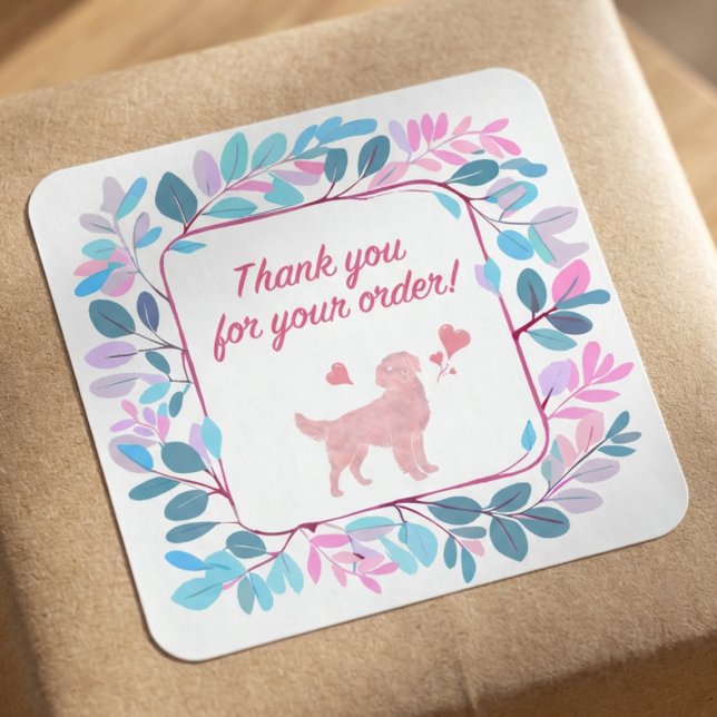 Adesivo Quadrado Pastel Thank You Sticker for Small Business Orders (Criador carregado)
